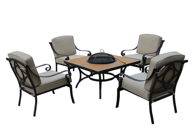 PAD-1401/Outdoor Aluminum Fire Pit Dining Table and Chairs Set