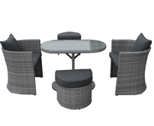 PAD-1278/Space-saving Dining Table Patio Wicker Chair Furniture Set with 2 Ottoman