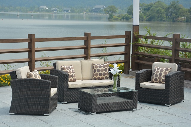 PAS-068B/4PC Outdoor Furniture Patio and Garden Rattan Conversation Sofa Set