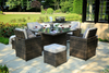PAD-3233B / Cube Rattan Outdoor Wicker Pool Dining Set with Foot Stools
