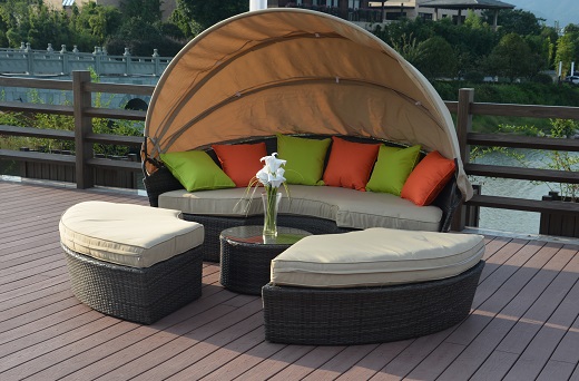 PAL-3286/Outdoor Detachable Wicker Round Daybed with Canopy