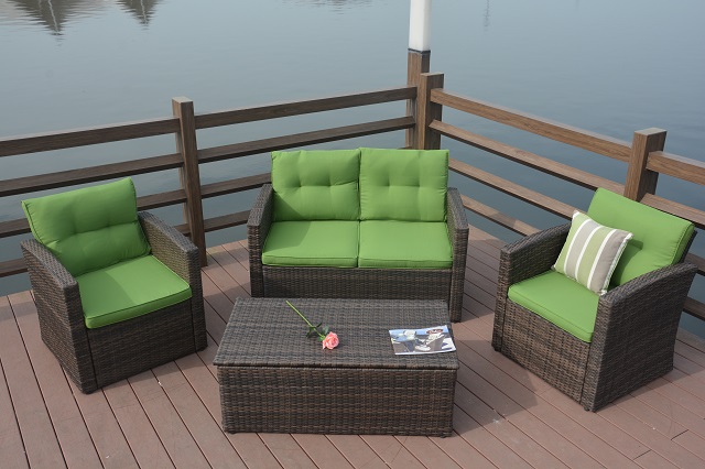 PAS-1225B/Hot Selling 4PCS Wicker Patio Poly Import Rattan Garden Casual Furniture Sofa Set