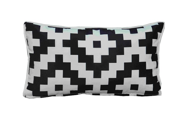 Cushion-4/White and Black Decorative Rectangular Back Cushion