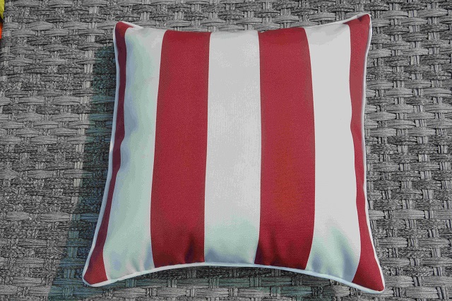 Pillow-5/Red and White Striped Square Throw Pillow