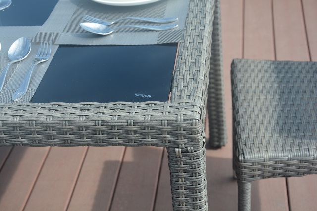 6 Seat Outdoor Wicker Backyard Restaurant Rattan Dining Table And Chairs