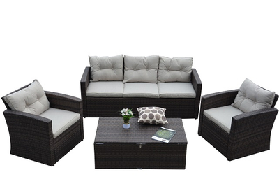 PAS-1125C/Detachable Steel Outdoor Garden Rattan Sofa with Storage Box