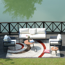 Aluminum Patio Rope Sofa Set with Two Coffee Table